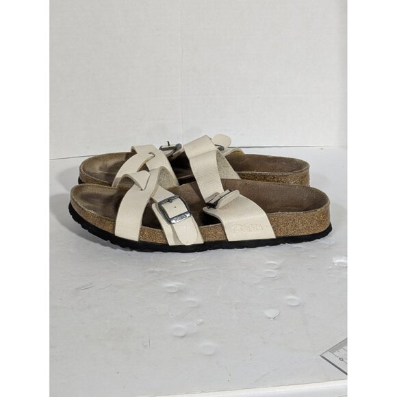 Birkenstock Birki's Nepal Cream Double Straped Leather Sandals Size 39 US 8 - Picture 6 of 13